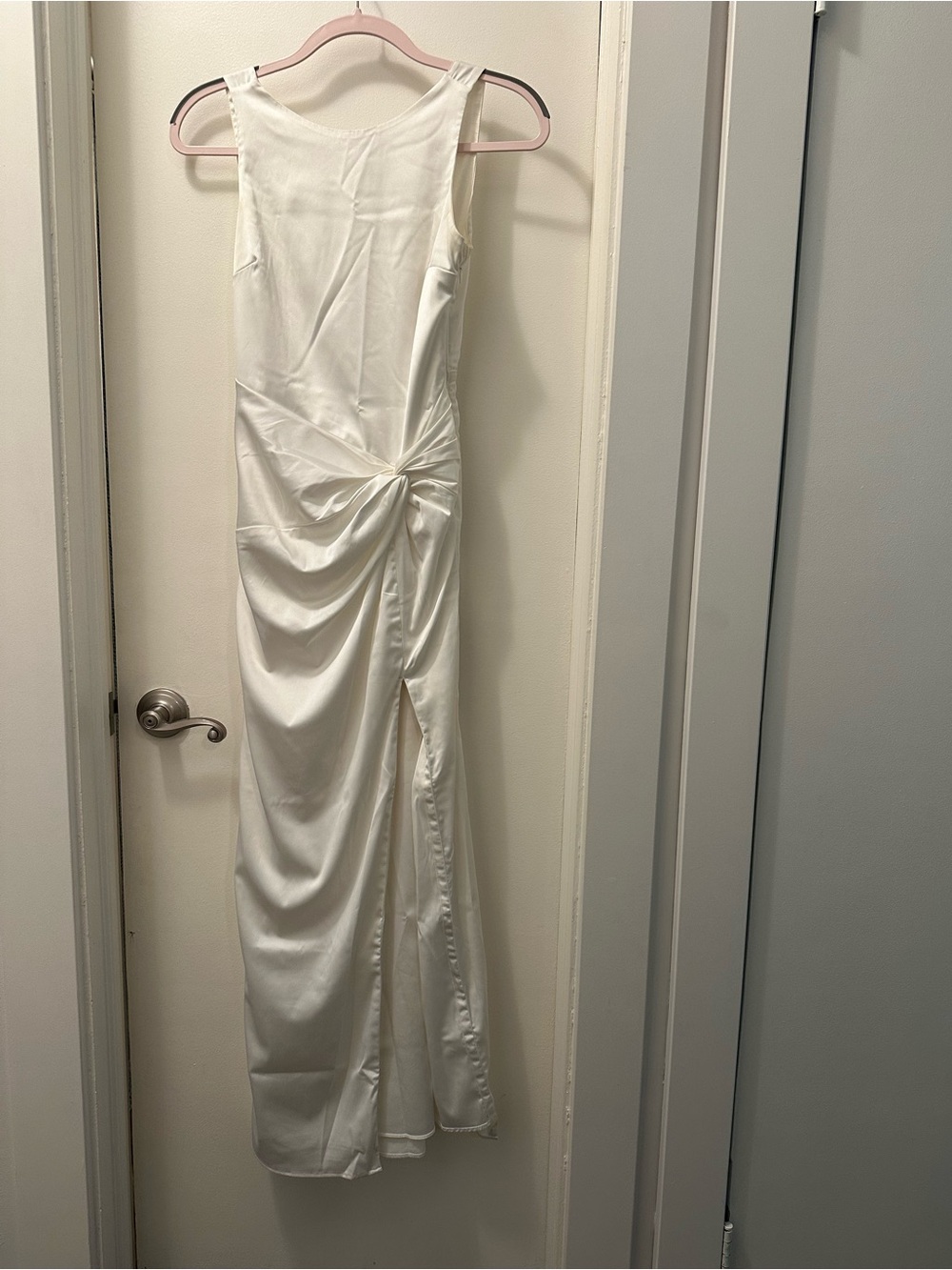 Abercrombie White Draped Satin Maxi Dress